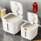 Contenedor de Almacenamiento de Alimentos de 5kg/10kg - Recipiente Hermético de Plástico para Cocina con Asas Fáciles de Llevar para Arroz, Harina y Granos Secos - Protección Sellada, Sin Necesidad de Energía, Diseño Moderno