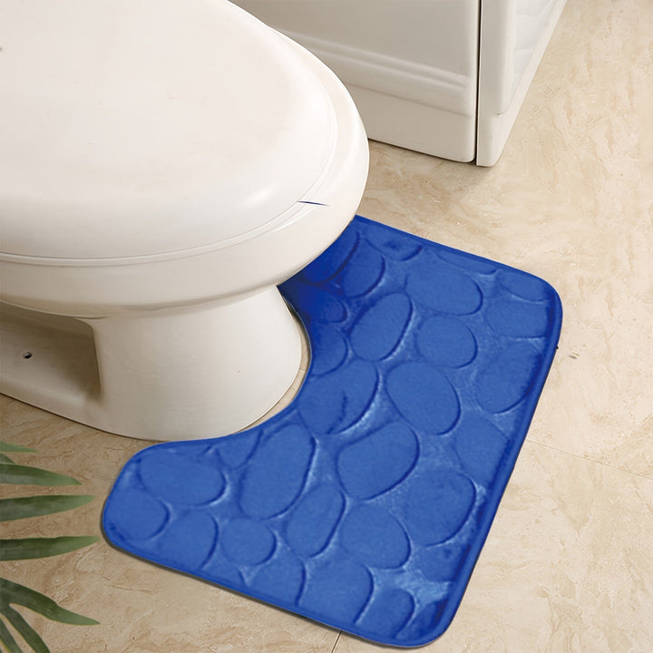 Juego de 1/3 tapetes para baño suaves y absorbentes, con alfombras antideslizantes, tapete contorneado en forma de U y cubierta para tapa de inodoro, superficie con relieve floral, respaldo antideslizante, absorbente de agua, lavable a máquina, ideal par