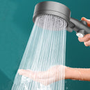 Juego de regadera de alta presión en color gris metalizado con 5 modos de rociado ajustables, manguera de acero inoxidable y soporte - Fácil instalación en pared, sin necesidad de electricidad para una experiencia de baño lujosa en el hogar