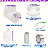 Kit de Conexión de Conducto para Secadora de Ropa Mejorado Estándar de 4 Pulgadas con Soporte y Conector de Tubo de Secadora STV-90 para Ventilación Interior - No Requiere Electricidad