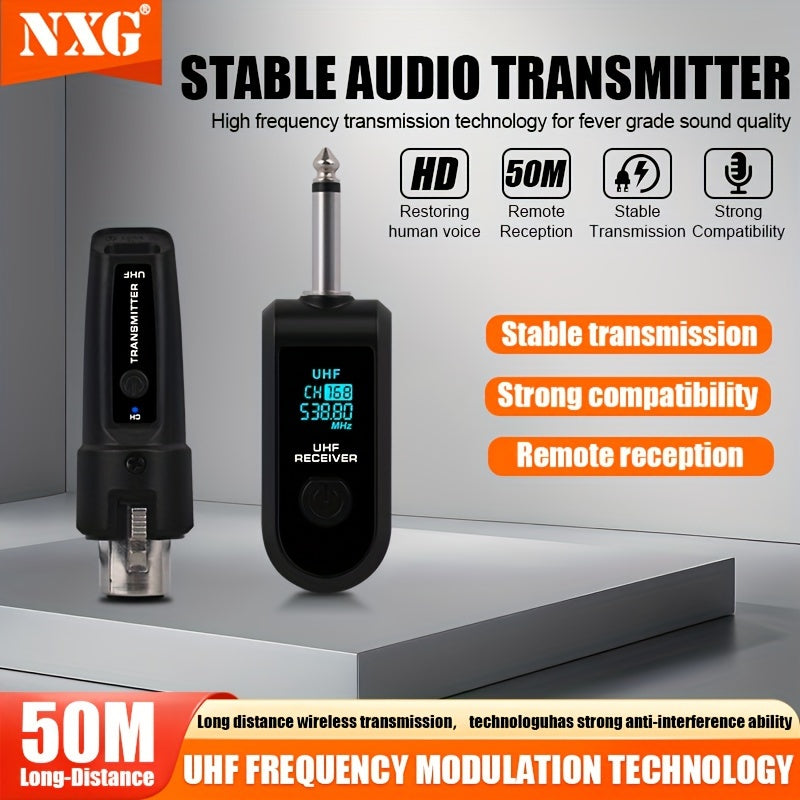 Transmisor receptor sin varillas NXG 2pcs/1pc, compatible con sistema de micrófono XLR, jack de 6.35mm, transmisión a larga distancia 2.4GHz, recargable USB, para micrófonos condensador y dinámicos