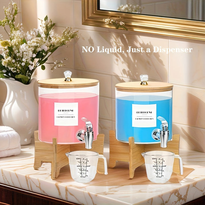 1 Juego/2 Juegos, Dispensador de Detergente para Lavandería con Estante, Grifos, Contenedor de Plástico con Tapa para Organización de la Habitación de Lavandería