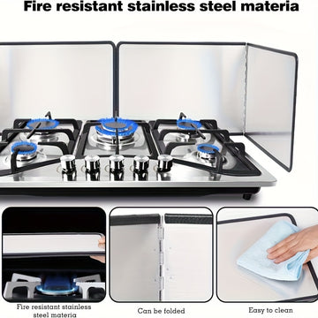 Un conjunto de protectores de salpicaduras para estufa plegable, resistentes al aceite, cocineros antiadherentes, resistentes al aceite, con borde de goma fácil de limpiar, para cocinar, protector de fregadero de cocina, estufa de gas, sartén, camping, a