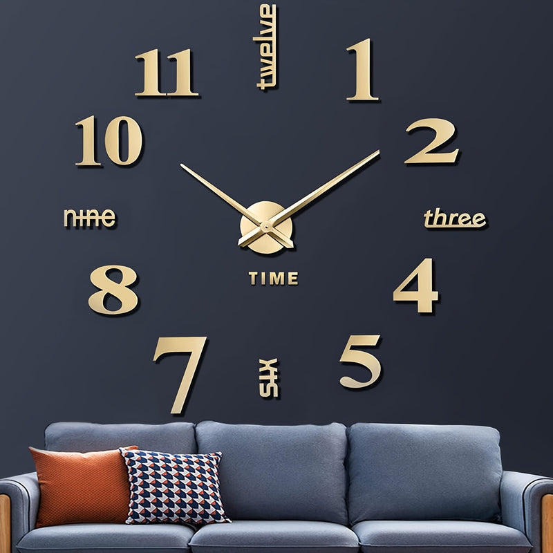 Relojes de Pared Grandes sin Marco JUJUDA 3D para Decoración de Sala, Pegatinas de Reloj Grande Moderno para Cocina y Dormitorio, Kit de Reloj Gigante Silencioso para Decoración Interior en Casa u Oficina