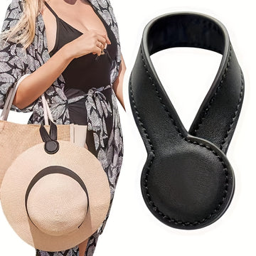 Pack de 1 Gancho Magnético para Sombreros en Cuero Sintético - Colgador Portátil Montado en la Pared para Bolsos, Cierre Magnético Seguro, Diseño Duradero y Elegante para Carteras, Accesorios de Viaje, Organizador de Sombreros | Diseño Elegante | Textura