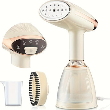 Calentador de ropa 2 en 1 con función dual y plancha - Diseño sin fugas, vapor horizontal y vertical, enchufe de 110-120V para EE. UU., mango ergonómico para eliminar arrugas rápidamente, calentador de ropa, lavado en casa, estética moderna, construcción