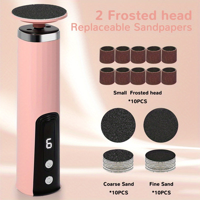 Recortador de uñas, amoladora eléctrica para pies recargable USB con 6 velocidades ajustables, rotación positiva y negativa 2 en 1, kit portátil multifuncional para cuidado diario de manos y pies, herramientas de manicura