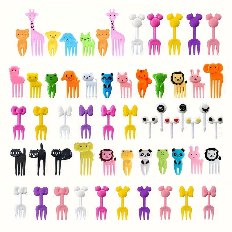 Juego de 36 piezas para decorar bento, tenedores mini de postre con diseño de animales, material plástico, para lonchera bento, regalo para fiestas