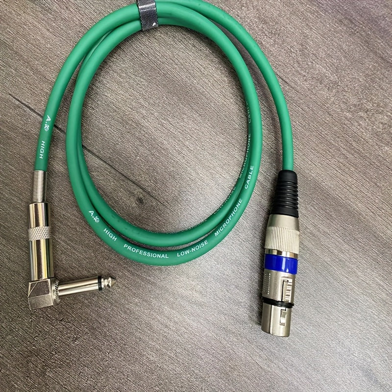 Cable de Audio de Alta Calidad de 6.5mm Macho a Hembra con Conector de Ángulo Recto - Esencial para la Afinación de Micrófonos, Fiestas y Eventos Festivos, Cable Coaxial Verde Duradero