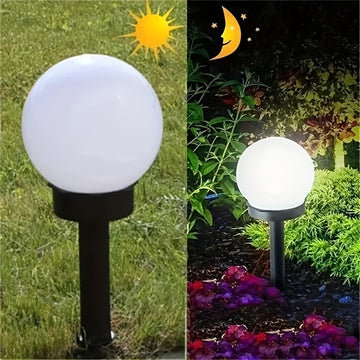 Luces de jardín de bola LED solares - Adecuadas para caminos, patios, terrazas, césped y patios. Iluminación exterior para paisajes. Plástico duradero, encendido/autoapagado, iluminación de acento para césped. Luz exterior moderna. Luces solares.