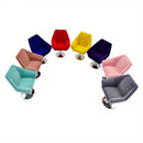 1:12 Modelo de muebles miniatura de lujo para casa de muñecas, sofá de felpa rojo, sillón de brazo