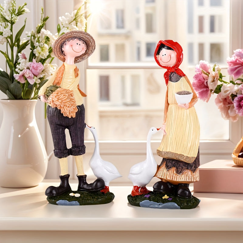 Decoración de Hogar Artesanal en Resina para el Día de San Valentín, Temporada de Graduación y Fiesta del Mes de Junio - Exhibición Creativa de Pareja Campestre