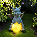 XXOASIS - Lámpara solar de dinosaurio para jardín, decoración de resina para exteriores, control de botón pulsador recargable, batería de níquel de 200 mAh, iluminación solar para exteriores.
