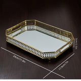 Bandeja organizadora de maquillaje dorada, 1 unidad, bandeja de metal lujosa para cosméticos y perfumes, decoración para baño, tocador o dormitorio