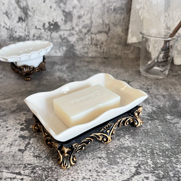 1pc Jabonera Elegante de Cerámica con Función de Drenaje - Ovalada, Antideslizante, Accesorio Decorativo para Baño, Adecuada para Hogar, Hotel y Restaurante, Dispensador de Jabón para Baño, Adecuada para Fregadero de Cocina