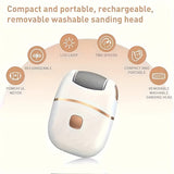 Lijadora de pies eléctrica recargable con luz LED, 3 cabezas de repuesto, carga USB, herramienta de pedicura inalámbrica, pies suaves, sin fragancia, plástico, batería de litio de 400mAh - Dispositivo portátil de cuidado de pies