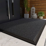 Entrada del hogar] Alfombra de entrada antideslizante de goma y poliéster resistente – Diseño de diamantes en negro y gris, alfombra absorbente de polvo para decoración del hogar, ideal para sala, dormitorio y entrada