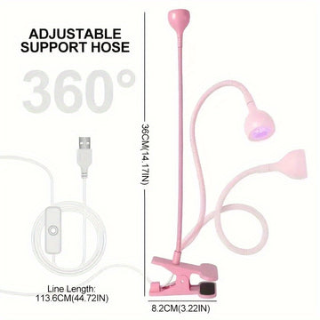 1-Pack Lámpara LED para Uñas con Cuello Flexible y Clip - Secador de Uñas USB, Curado Rápido sin Luz Libre, Manicura Pedicura Salón y Hogar, Sin Olor, Construcción en Acero Inoxidable/Plástico, Equipo de Pedicura