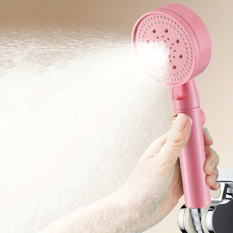1 pieza, cabezal de ducha rosa de alta presión con 5 modos ajustables - Boquilla de mano de acero inoxidable para baño en casa, diseño montado en pared, fácil instalación, flujo de agua potente para una experiencia refrescante, accesorios para ducha