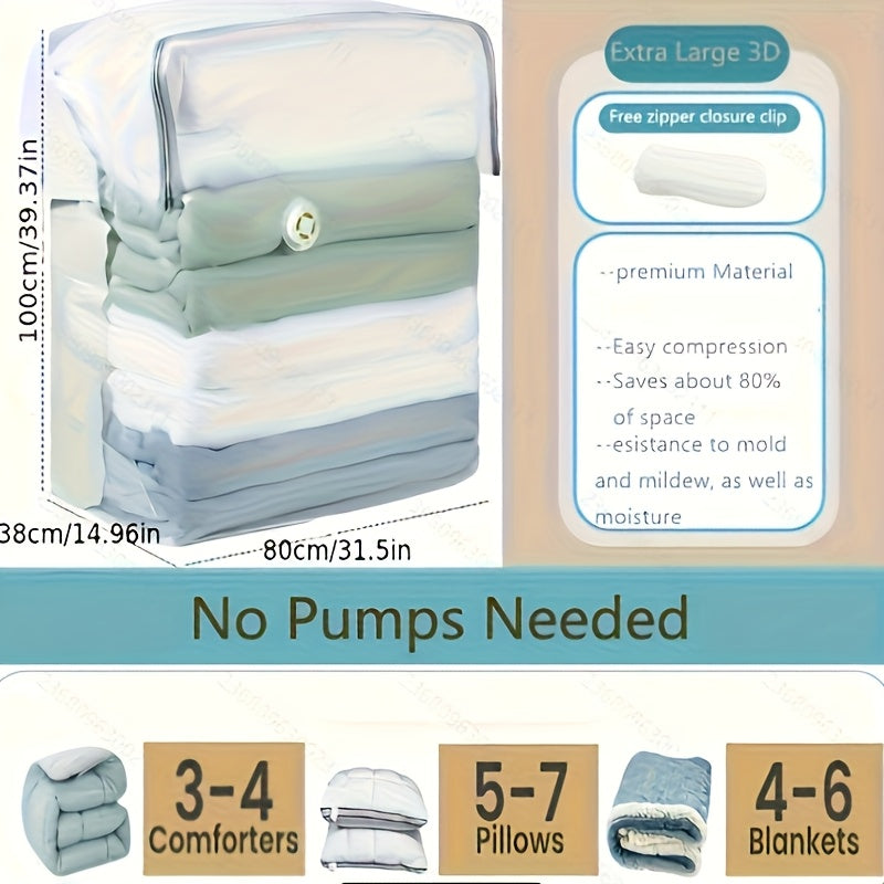 Bolsas de almacenamiento de vacío 3D extra grandes que ahorraban espacio del 80% - Organice y proteja sencillamente edredones, mantas, ropa de cama y más. Ideal regalo de Acción de Gracias, Navidad, Halloween para seres queridos, almacenamiento de edredo