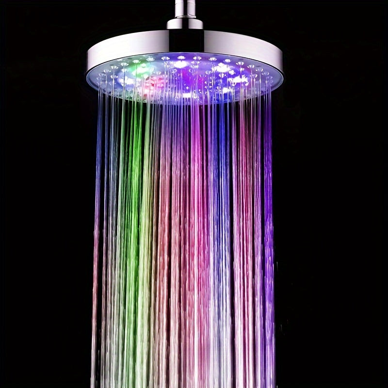 1pc 15.24cm Luces de cascada LED, Siete colores parpadeantes, Cabezal de ducha redondo brillante, Superficie electrodepositada, Regalo de Año Nuevo, Material de plástico, Montaje en techo, Montaje colgante, Montaje en pared, Uso sin electricidad