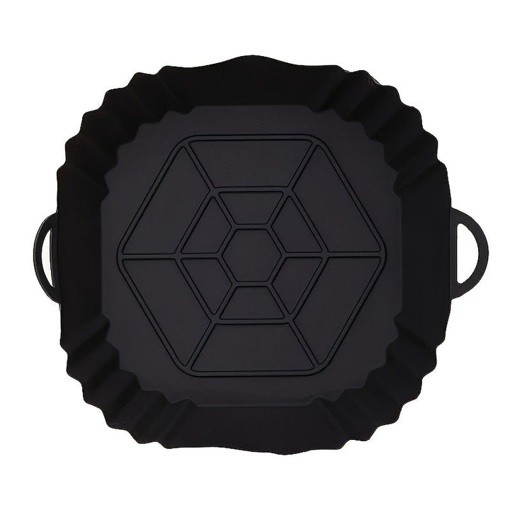 1pc Bandeja Reutilizable de Silicona para Freidora de Aire - Plato Hexagonal Antiadherente, Seguro para Microondas y Freidoras, Fácil Limpieza, Silicona Alimentaria para Cocina Saludable, Resistente hasta 450°F, Compatible con la Mayoría de Freidoras