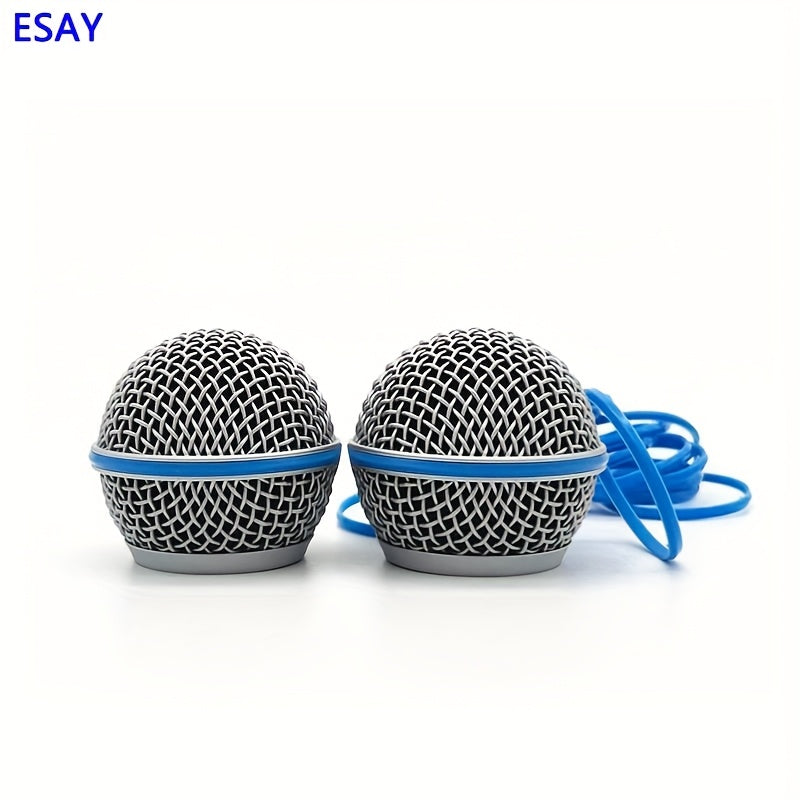 1 pieza de ESAY, cubierta de malla de reemplazo de metal para micrófono, adecuada para micrófono dinámico de mano Beta58A SM58, con accesorios de reemplazo de algodón interior, accesorios de reemplazo duraderos, cubierta de viento plateada gris.