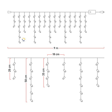 Cortina LED Intercalada 9 m 300 Luces Navidad Blanco 300LEDCB2