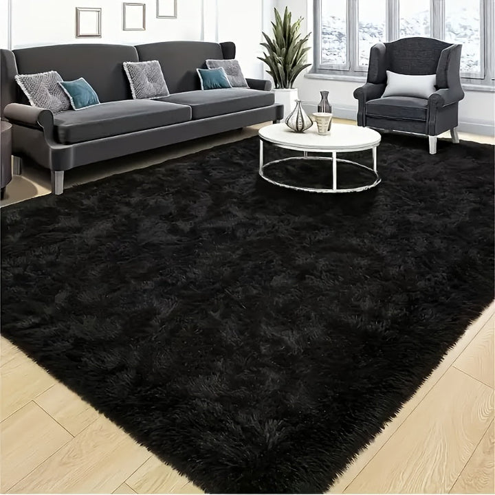 1pc Alfombra de Área Rectangular de Peluche - Suave y Esponjosa 100% Poliéster, Antideslizante Lavable a Mano Gris Claro Diseño Neutro para Sala de Estar, Dormitorio, Oficina - Decoración Duradera Fácil de Limpiar para el Hogar, Decoración de Suelos de O