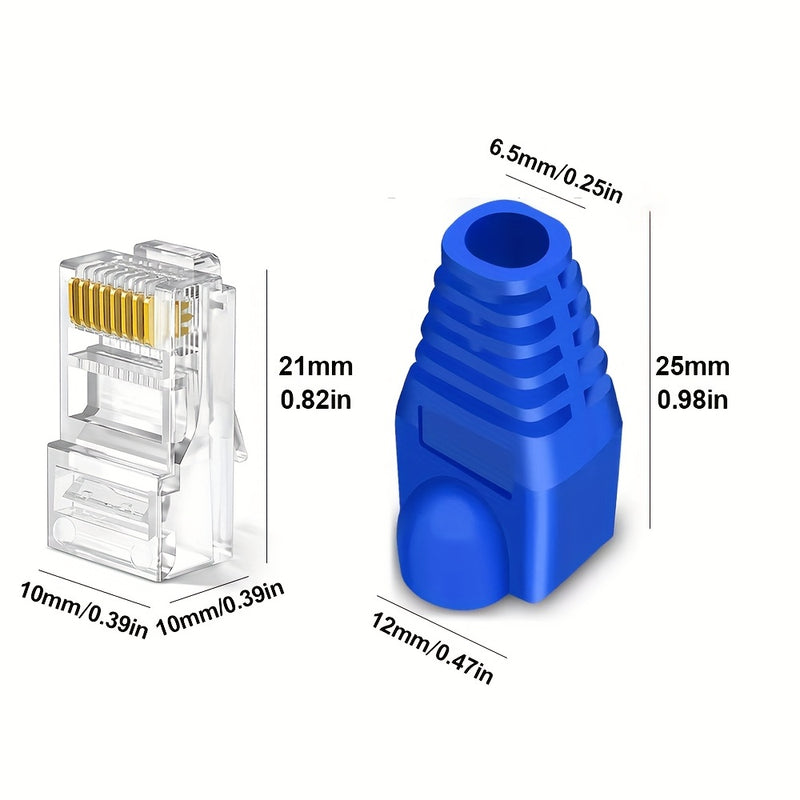 Paquete de Valor 10pcs/30pcs Conectores RJ45 UTP CAT6 CAT5E CAT7 Conector de Red Sin Blindaje, Fundas Protectoras de Conector de Cabeza de Cristal RJ45, Enchufe Modular de Pasaje 8P8C, Conectores Lan de Crimpado