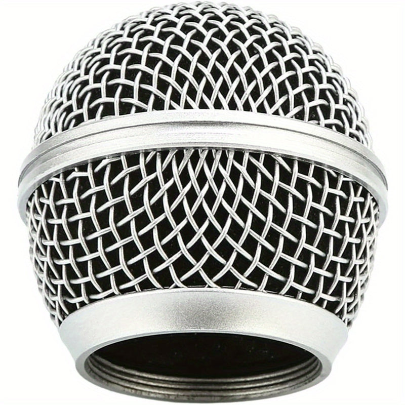 Reemplazo de Cabeza de Micrófono NEWKS, Cabezales de Reemplazo de Malla de Acero para Shure SM58 (2pcs), Plateado