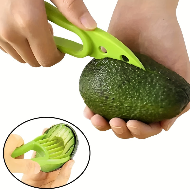 Cortador y Pelador de Aguacate 2 en 1 - Gadget de Cocina Multifuncional para Preparación Fácil, Polipropileno Duradero, Apto para Alimentos, Pelador, Cortador de Frutas