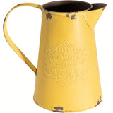 Jarrón de Hierro Amarillo Vintage - Jarra Rústica Shabby Chic con Diseño Floral, Decoración para Halloween Navidad Acción de Gracias sin Necesidad de Electricidad