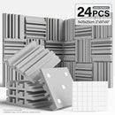24 piezas de paneles de espuma acústica de alta densidad - 10x10x2/12x12x2 pulgadas, paneles de aislamiento acústico negros y blancos con adhesivo de doble cara para estudio, cine en casa, KTV - Instalación fácil, reducción de ruido, paneles de aislamien