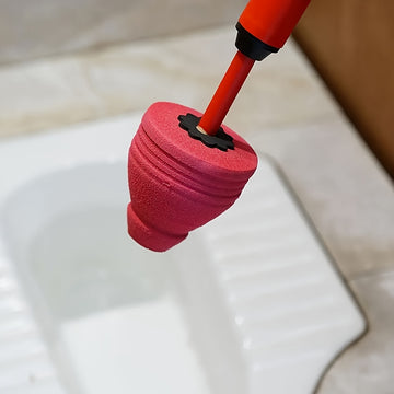 Herramienta de drenaje de inodoro FLIXBLANY - Desobstrucción de inodoro, fregadero y drenaje de ducha de alta resistencia - Mango de goma roja con cabeza de plástico blanco - Desobstrucción eficiente del baño | Diseño ergonómico | Toma de goma