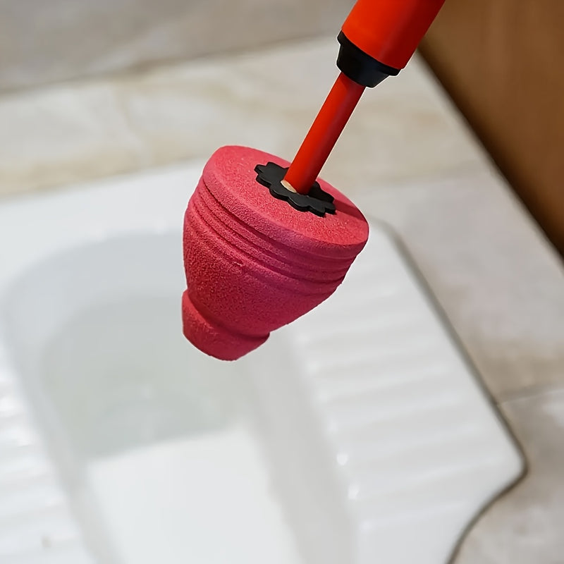 Herramienta de drenaje de inodoro FLIXBLANY - Desobstrucción de inodoro, fregadero y drenaje de ducha de alta resistencia - Mango de goma roja con cabeza de plástico blanco - Desobstrucción eficiente del baño | Diseño ergonómico | Toma de goma