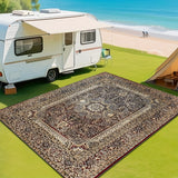 Alfombra Plush 2D con Textura Marrón Claro y Diamantes Dorados + Puntos, Estilo Creativo - Tapete Decorativo Versátil para Entrada, Camping, Patio, Piscina o Garaje. Ideal para Balcón, Terraza, Jardín, Césped o RV. Ligera, Portátil, Fácil de Limpiar y La