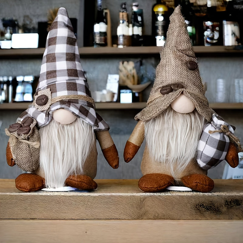 1/2pcs Adornos de Muñecos de Café, Decoraciones de Pierna Colgante con Gorro de Chef, Muñeco de Café de Mano, Gnomos de Granos de Café, Decoraciones para el Hogar, Suministros para Fiestas en Ventanas