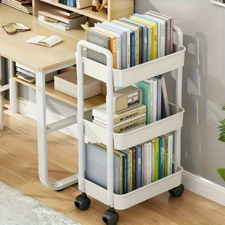 Carro de Almacenamiento Rodante Resistente con Ruedas - Organizador Multinivel, Fácil Montaje Sin Herramientas Necesarias, Estantería Móvil Ahorradora de Espacio para Cocina, Baño, Oficina, Taller - Construcción Ligera y Robusta en Plástico, Carro Versát