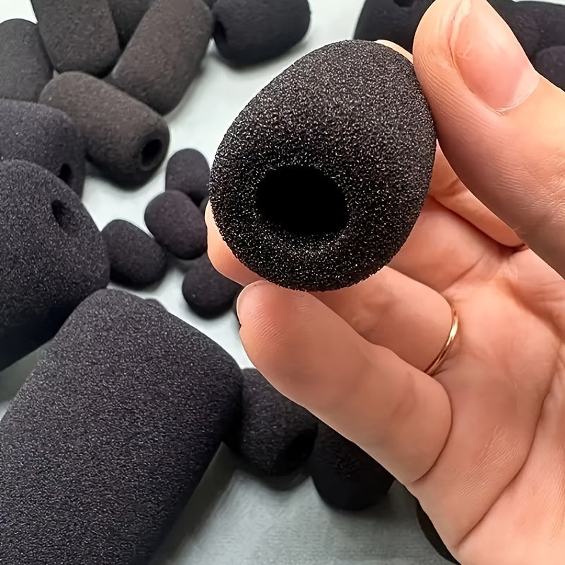 3/6 piezas de protector de micrófono de lluvia chic con tapones auriculares, manguito de viento de espuma y boquilla de esponja - Negro, reducción de ruido y agarre cómodo para accesorios de micrófono de teléfono, accesorios de micrófono, agarre cómodo,