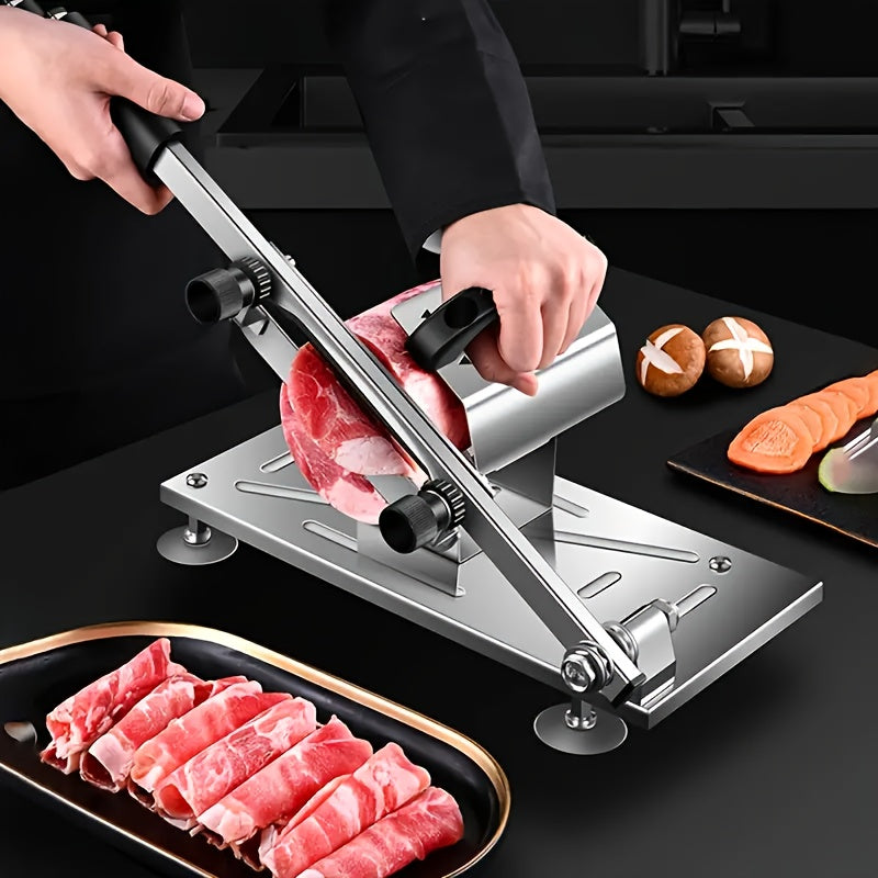1pc Cortador de Acero Inoxidable Ajustable para Carne, Frutas y Verduras - Herramienta Manual Multifunción sin Necesidad de Electricidad, Diseño Duradero y Fácil de Limpiar, Ideal para Uso Doméstico y Profesional, Preparación de Alimentos, Corte Eficient