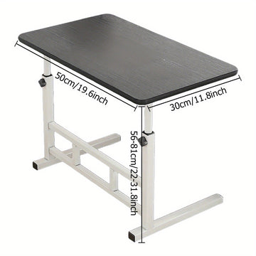 Escritorio ajustable para portátil, escritorio conveniente, mesa lateral para sofá, mesa blanca con ruedas | Mesa negra sin ruedas