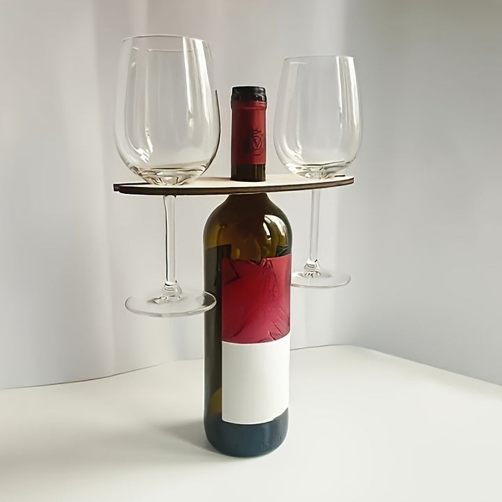 1 estante de vino de madera plegable con soporte de vidrio - Diseño decorativo que ahorra espacio, ideal para entusiastas del vino, fácil de instalar, perfecto para exhibir en el bar o sala de estar, soporte de botellas de vino, estante de vino.
