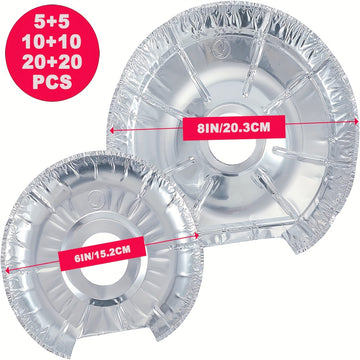 Tapas Redondas para Quemadores de Estufa Eléctrica 5/10/20pcs 20.32cm+5/10/20pcs 15.24cm Forros Desechables de Aluminio para la Parte Superior de la Estufa, para Mantener la Cocina Limpia de Aceite y Goteos de Comida