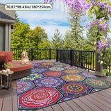 2D Plano, Impresión Digital de Patrón Geométrico, Alfombra Decorativa de Estilo Étnico, Alfombra de Interior para Camper, Alfombra de Tienda, Alfombra de Patio, Alfombra de Entrada, Alfombra de Camping, Adecuada para Camping al Aire Libre, Senderismo, Vi