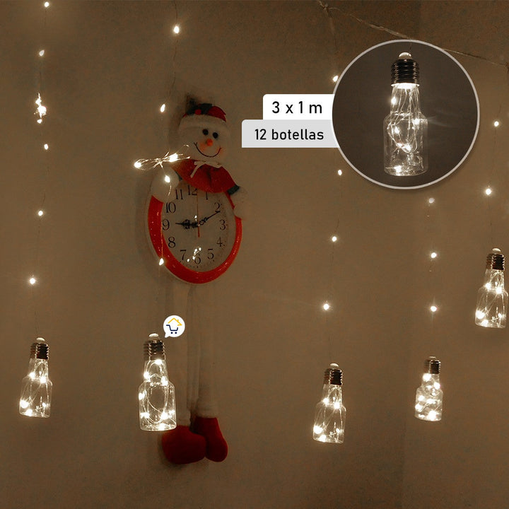 Cortina Micro LED 3 X 1 M Botellas 12 Tiras 192 Luces Blanco 1612