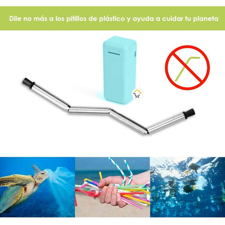 Pitillo Reutilizable Acero Inoxidable Plegable Ecológico JK040