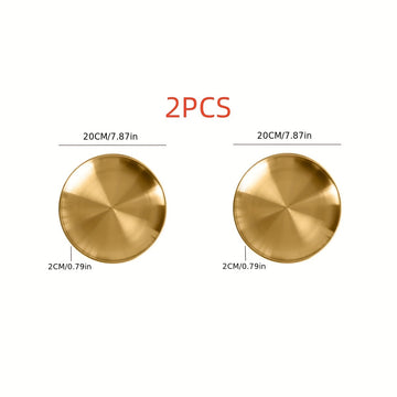 Bandeja de Servir de Acero Inoxidable Dorado Versátil - Perfecta para Pizza, Postres, Bistec y Más - Ideal para Navidad, Halloween, Pascua, Reuniones de Acción de Gracias - Bandeja Redonda Segura para Alimentos para Uso en Casa, Cocina, Restaurante