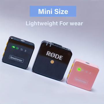 Microfonos Inalámbricos Profesionales Lewinner de 4 Piezas - Conexión USB-C, Reducción de Ruido, Diseño con Pinza y Pompóns Suaves, Rosa, Ideales para Karaoke, Transmisiones en Vivo y Grabación de Vídeo