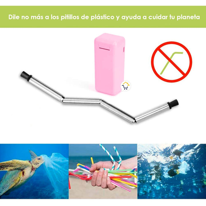Pitillo Reutilizable Acero Inoxidable Plegable Ecológico JK040